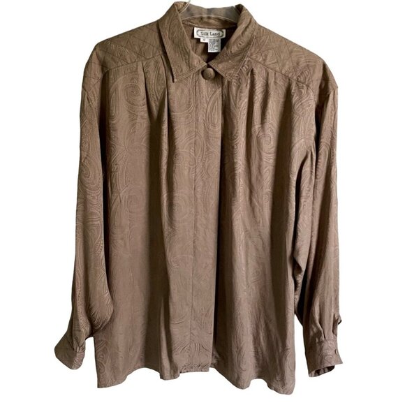 Silk Land Women's Paisley Button-Up Blouse Size 12 Pure Silk - Picture 1 of 7